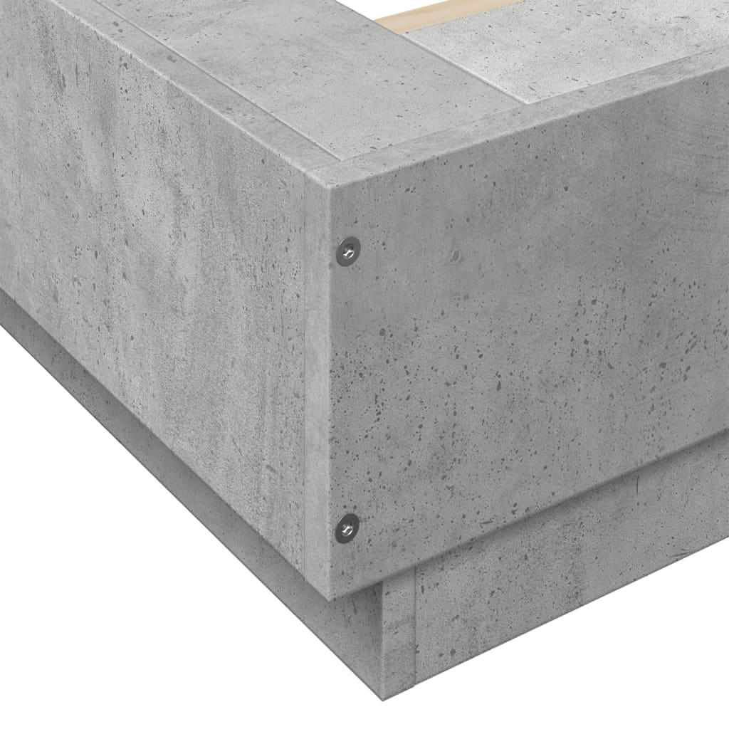vidaXL Lovos rėmas su LED, betono pilkas, 100x200cm, apdirbta mediena