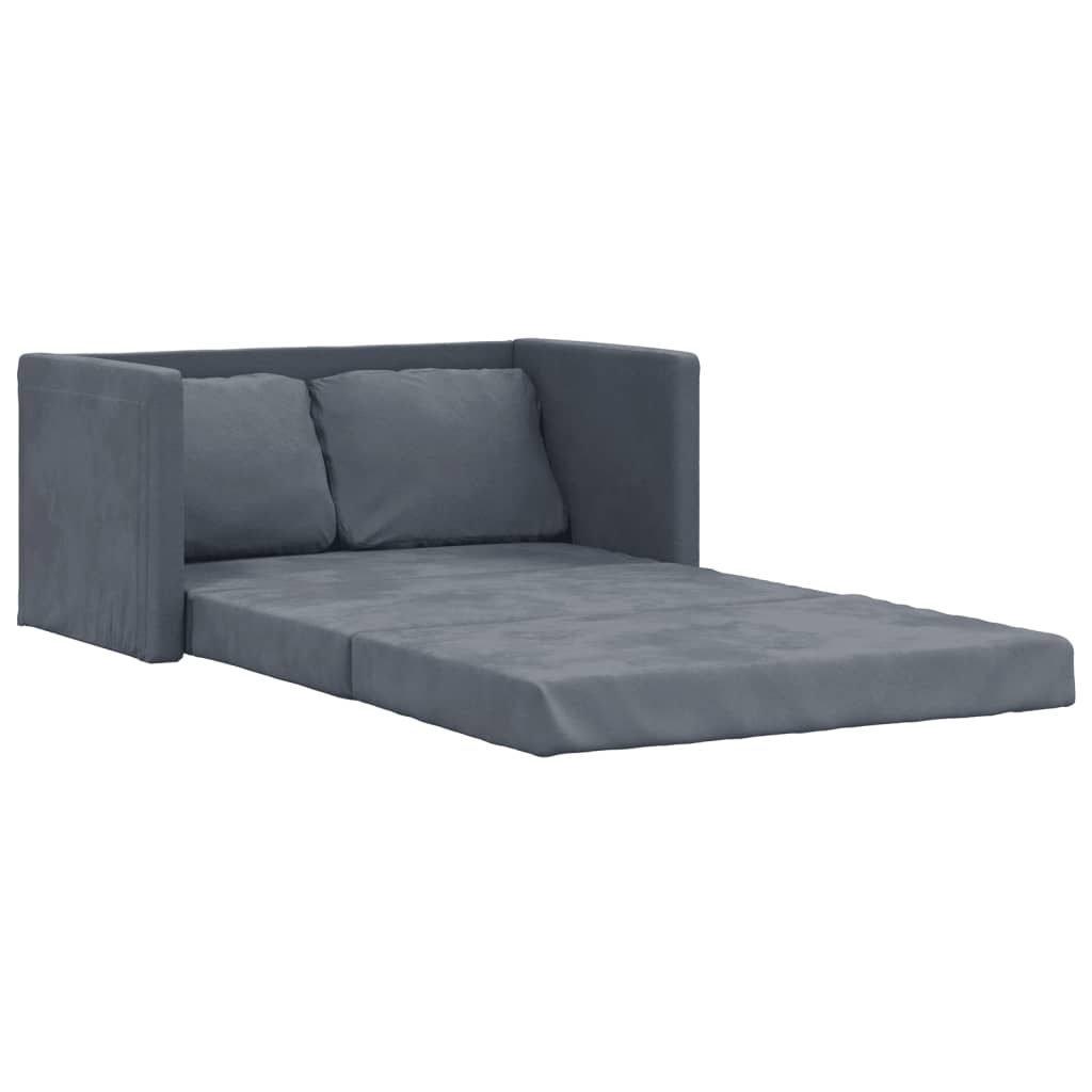 vidaXL Grindų sofa-lova, 2-1, tamsiai pilka, 122x204x55cm, aksomas