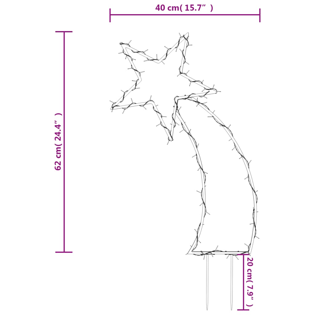 vidaXL Kalėdinė šviečianti dekoracija meteoras, 80 LED, 62 cm