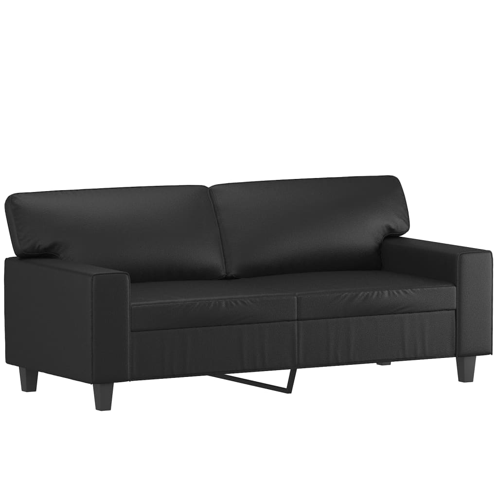 vidaXL Dvivietė sofa su pagalvėlėmis, juoda, 140cm, dirbtinė oda