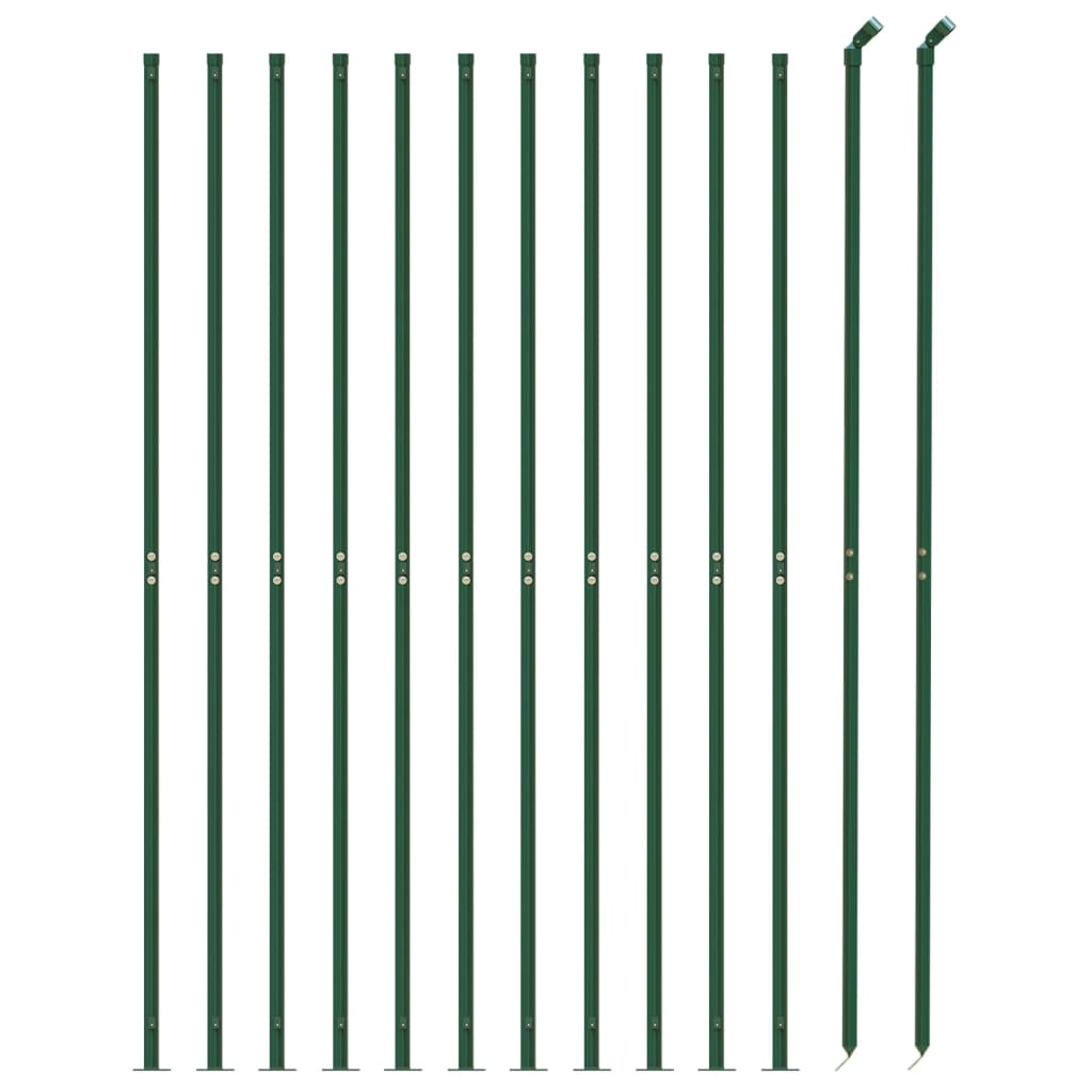 vidaXL Vielinė tinklinė tvora su flanšais, žalios spalvos, 1,4x25 m