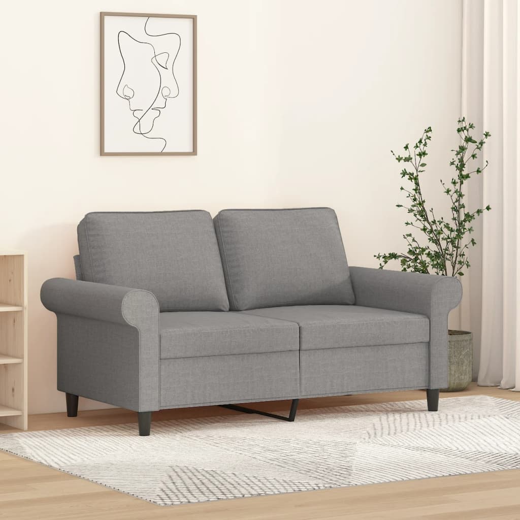 vidaXL Dvivietė sofa, šviesiai pilkos spalvos, 120cm, audinys