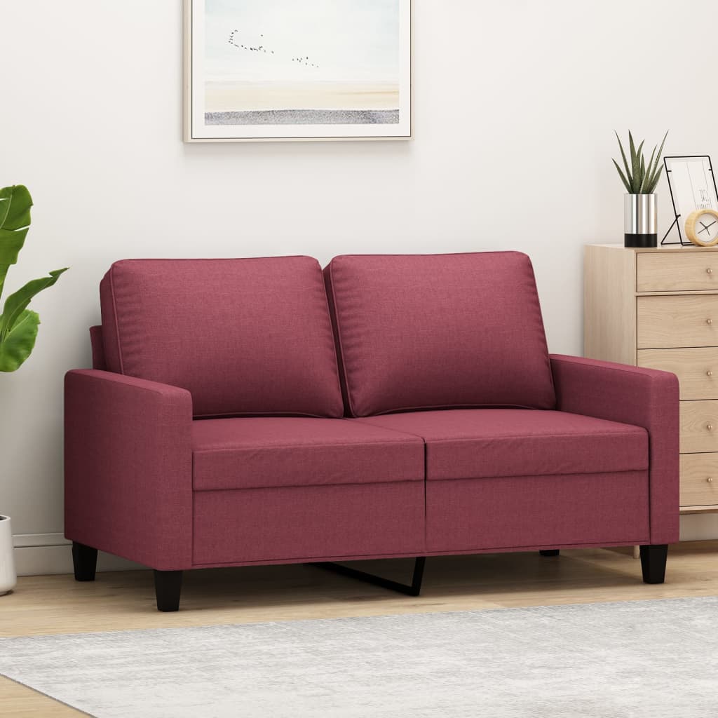 vidaXL Dvivietė sofa, raudonojo vyno spalvos, 120cm, audinys