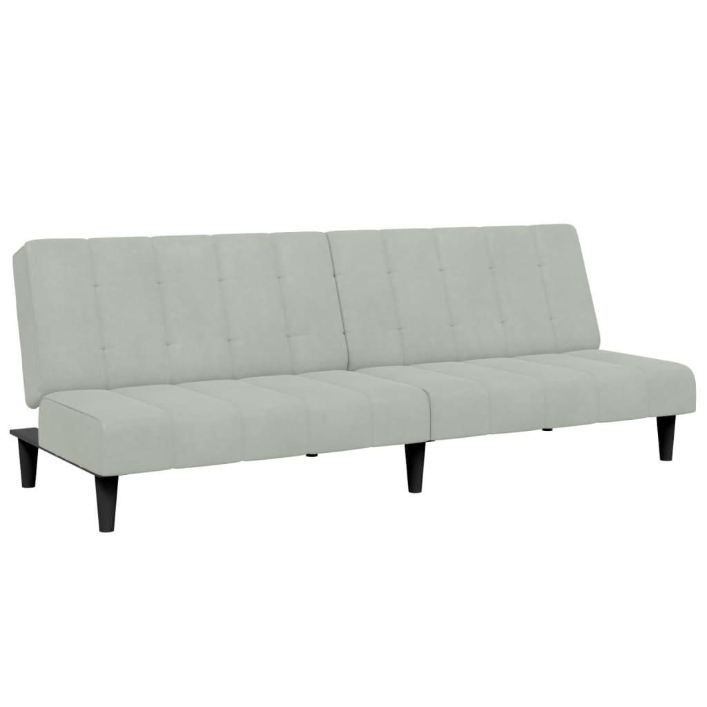 vidaXL Dvivietė sofa-lova su pakoja, šviesiai pilkos spalvos, aksomas