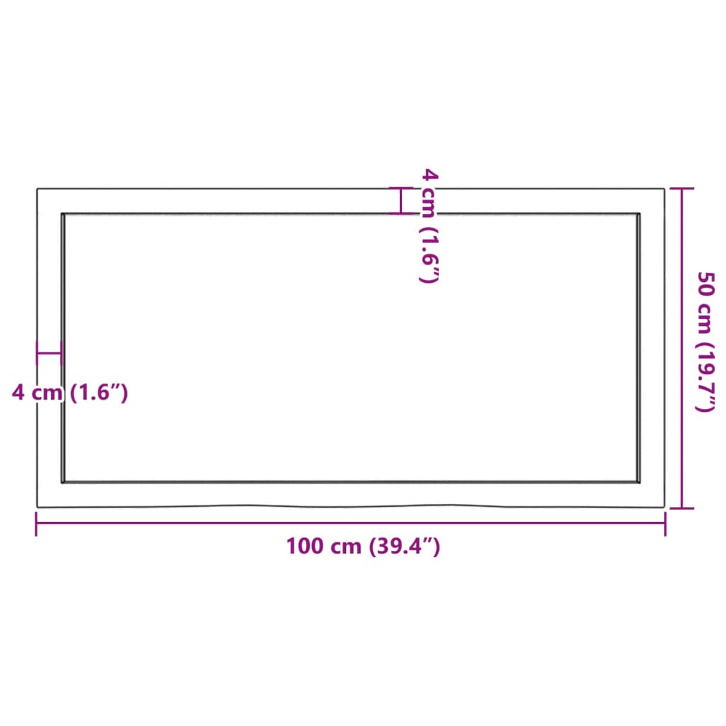 vidaXL Vonios kambario stalviršis, 100x50x(2-4) cm, medienos masyvas