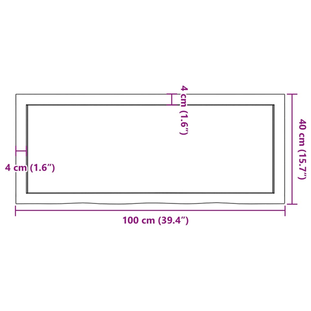 vidaXL Sieninė lentyna, 100x40x(2-4) cm, neapdorotas ąžuolo masyvas