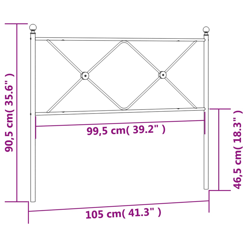 vidaXL Metalinis galvūgalis, juodos spalvos, 100cm