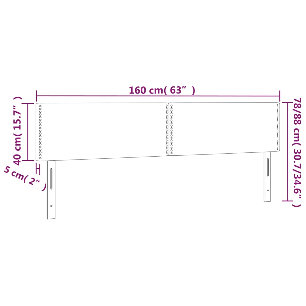 vidaXL Galvūgalis su LED, kapučino spalvos, 160x5x78/88cm