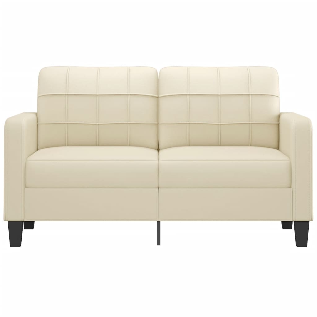 vidaXL Dvivietė sofa, kreminės spalvos, 140cm, dirbtinė oda