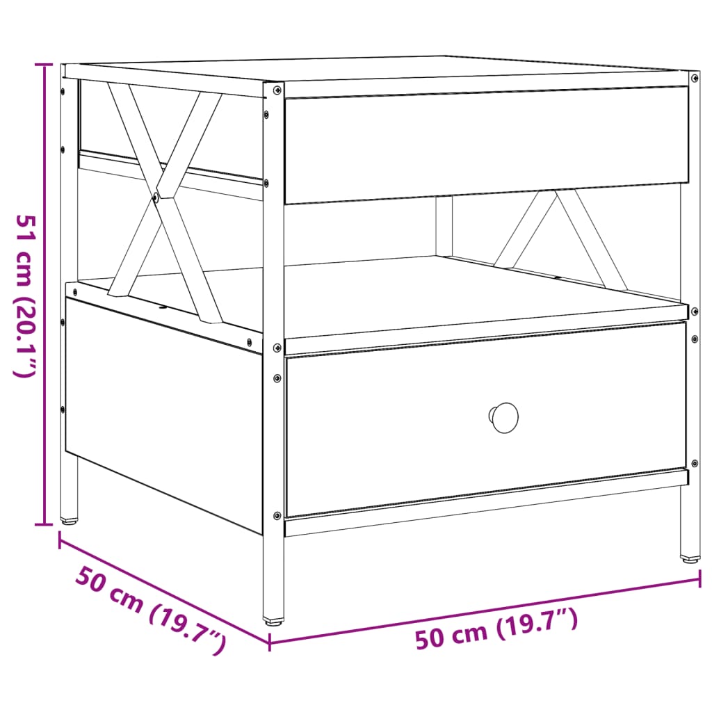 vidaXL Kavos staliukas su Infinity LED lemputėmis, pilkas, 50x50x51cm