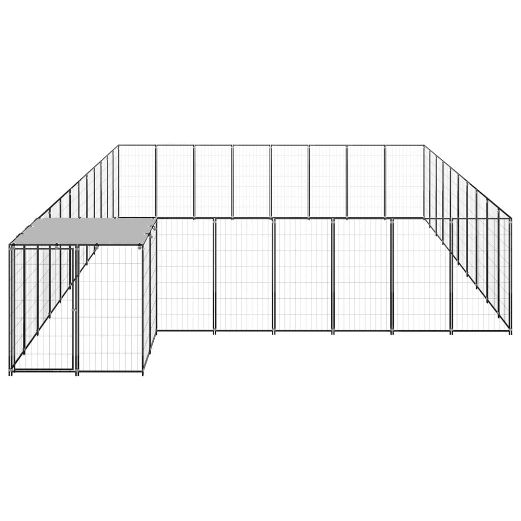 vidaXL Voljeras šunims, juodos spalvos, 25,41 m², plienas