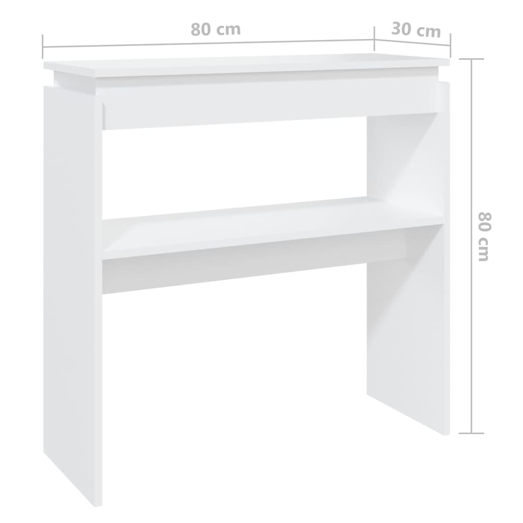 vidaXL Konsolinis staliukas, baltas, 80x30x80cm, apdirbta mediena