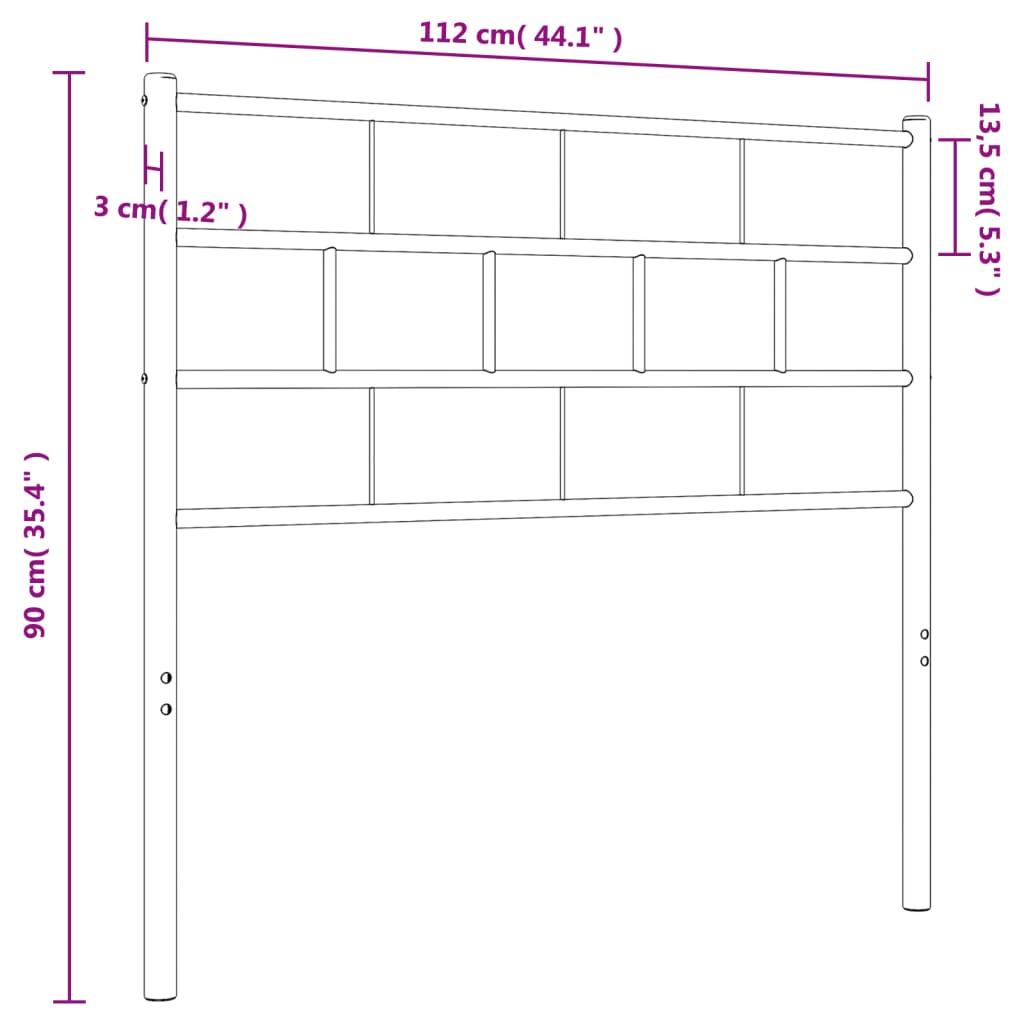 vidaXL Metalinis galvūgalis, baltos spalvos, 107cm