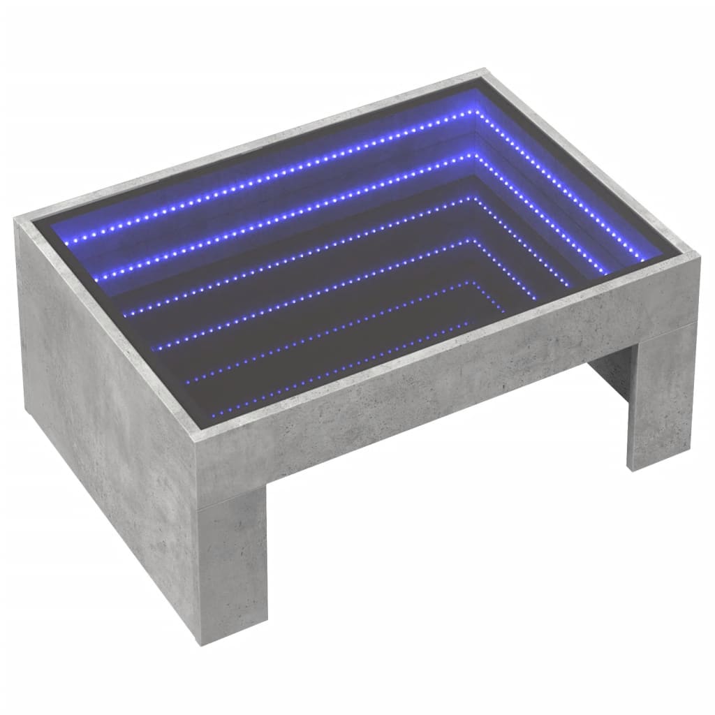 vidaXL Kavos staliukas su Infinity LED lemputėmis, betono, 70x50x30cm