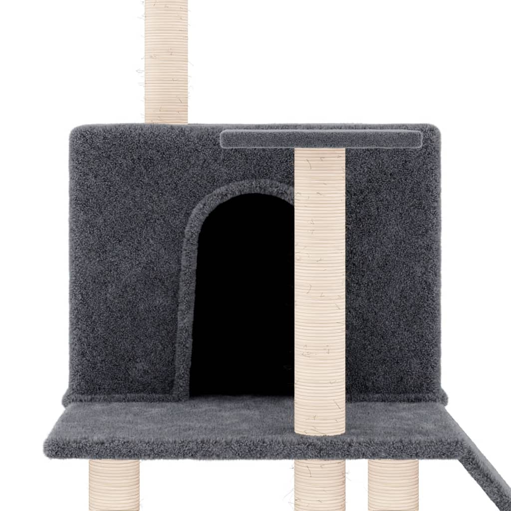 vidaXL Draskyklė katėms su stovais iš sizalio, tamsiai pilka, 109cm