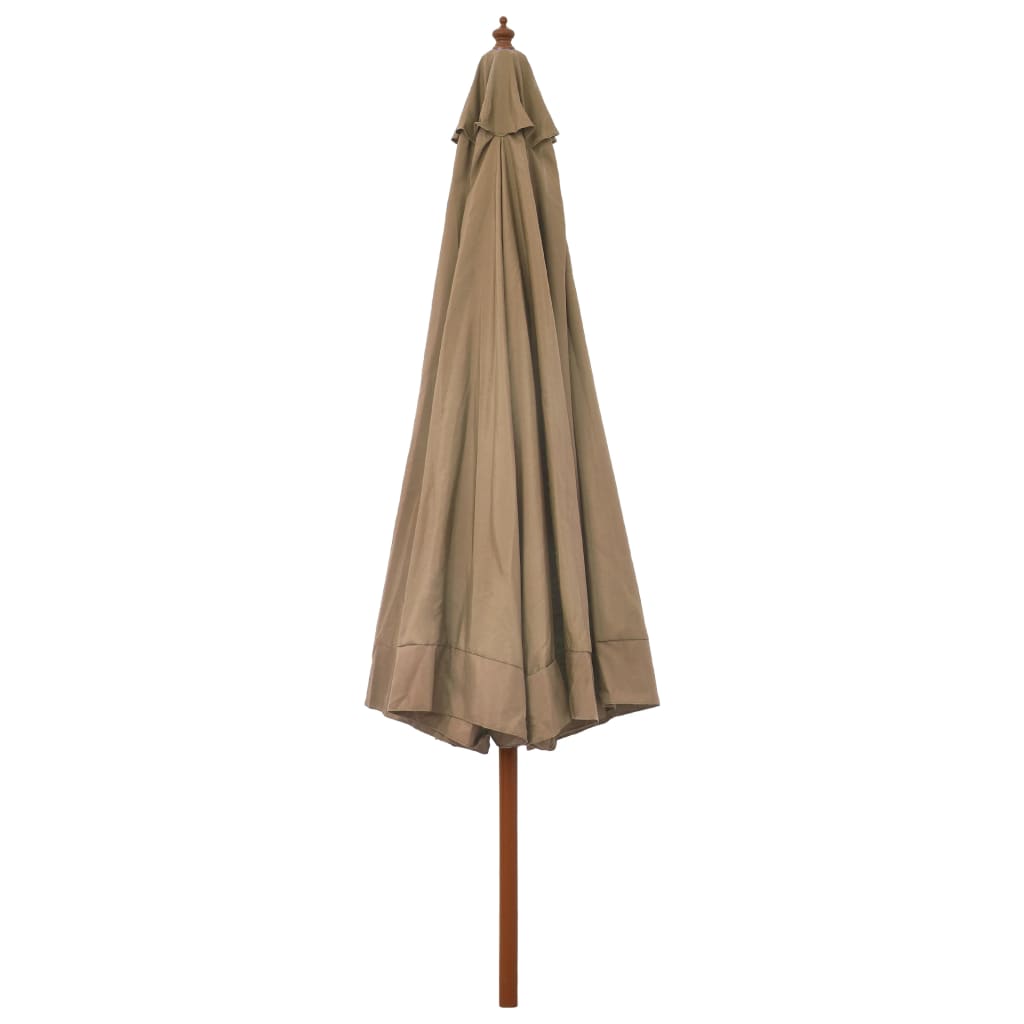 vidaXL Lauko skėtis nuo saulės su mediniu stulpu, taupe spalvos, 330cm