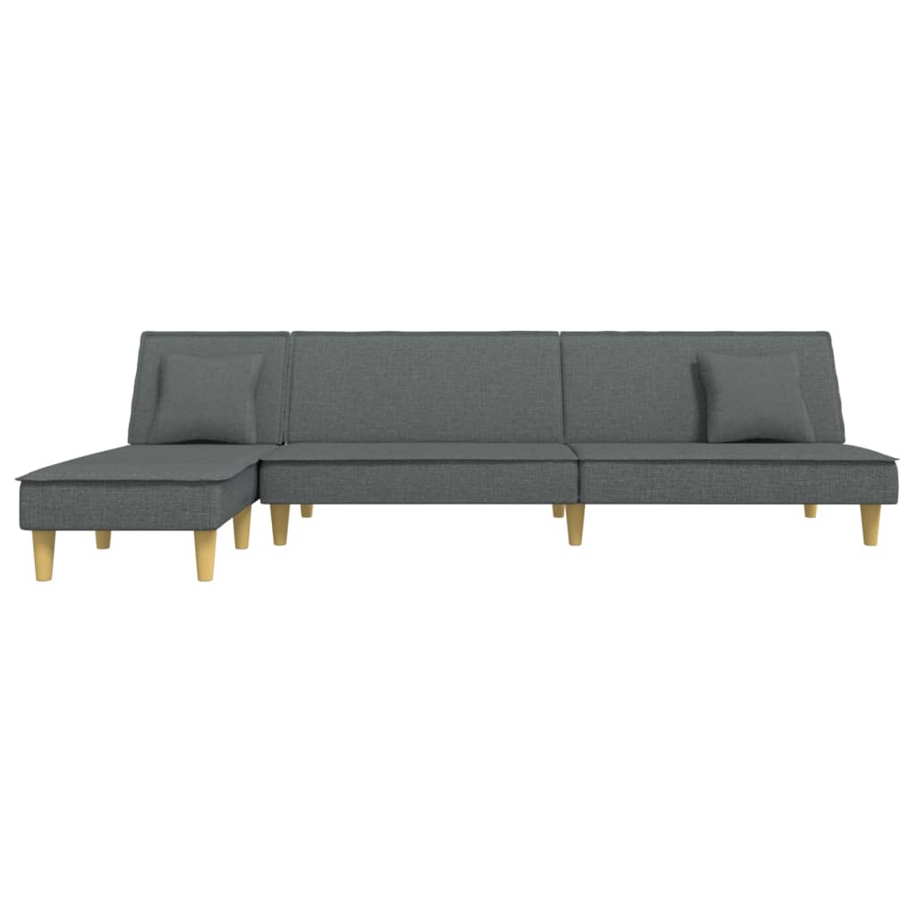 vidaXL L formos sofa-lova, tamsiai pilka, 255x140x70cm, audinys