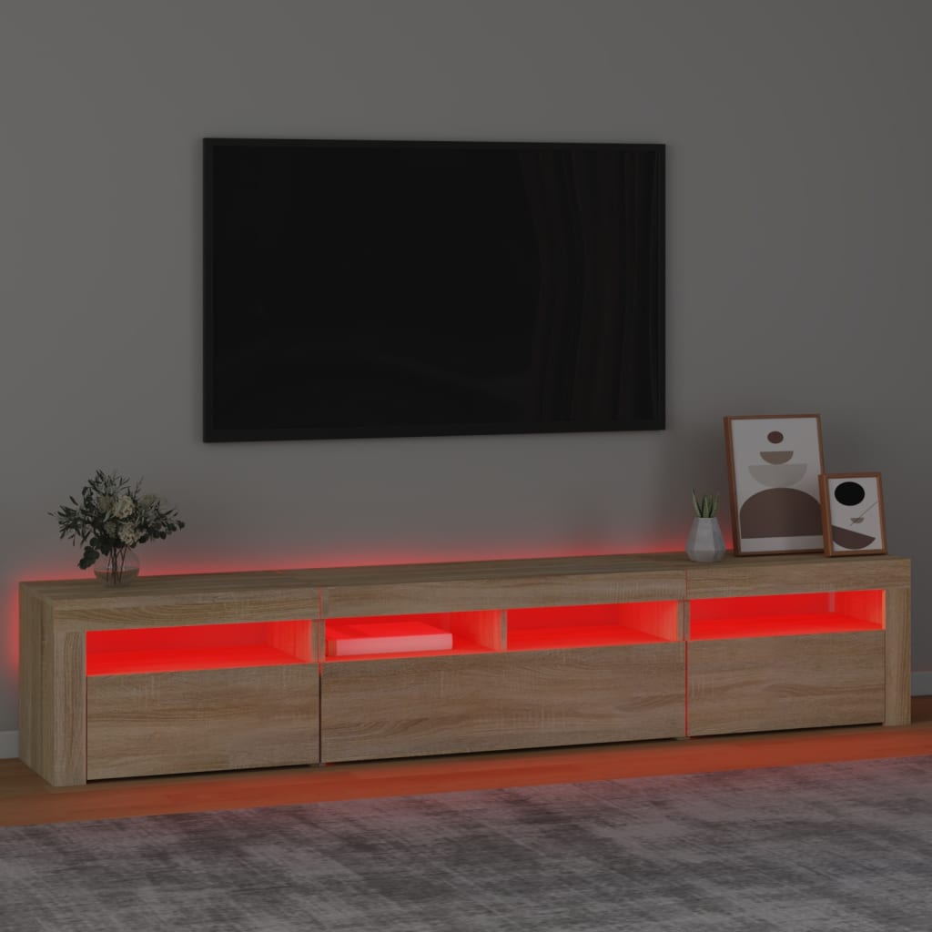 vidaXL Televizoriaus spintelė su LED apšvietimu, ąžuolo, 210x35x40cm