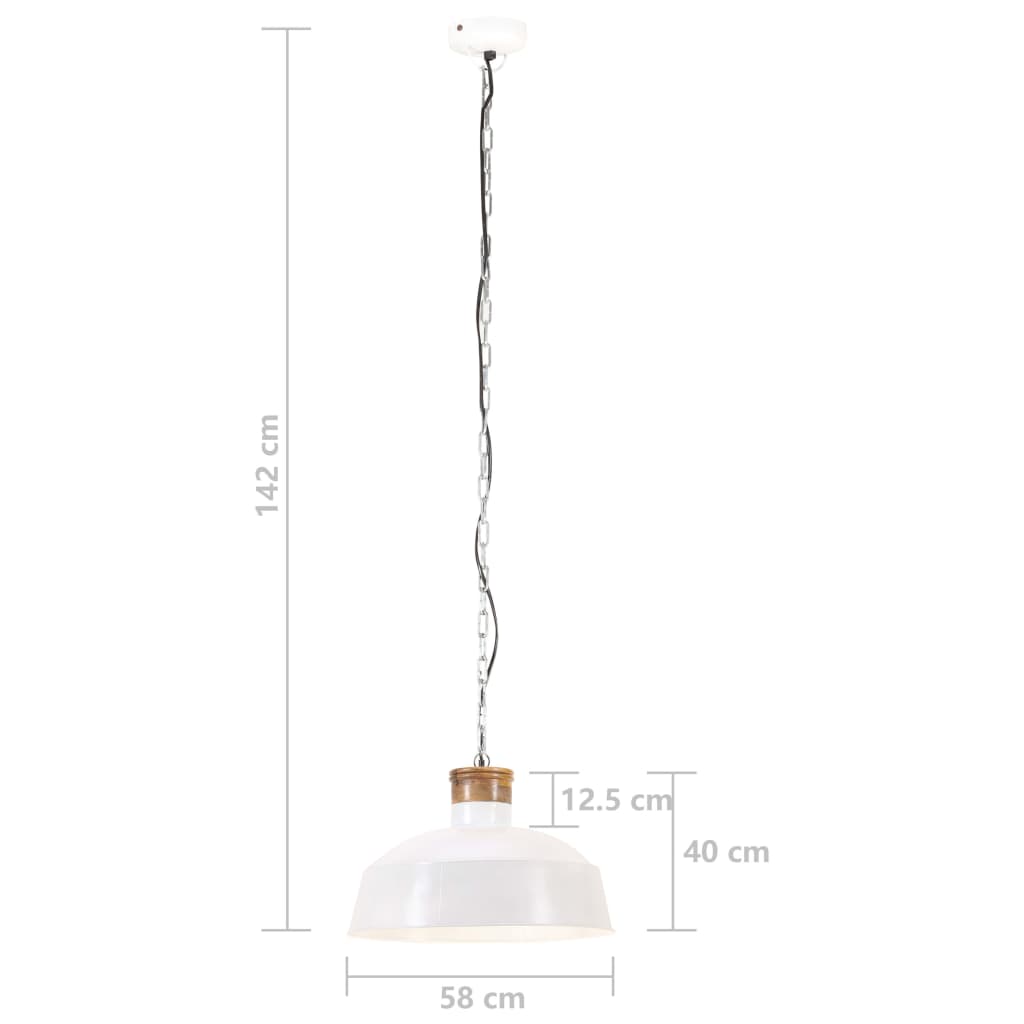 vidaXL Kabantis šviestuvas, baltas, 58cm, E27, pramoninio stiliaus