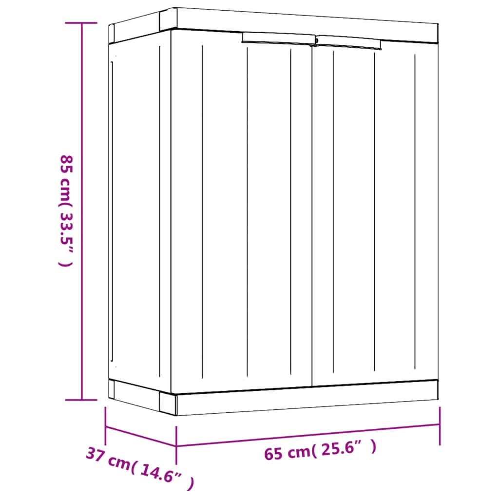 vidaXL Lauko spintelė daiktams, pilkos/juodos spalvos, 65x37x85cm, PP