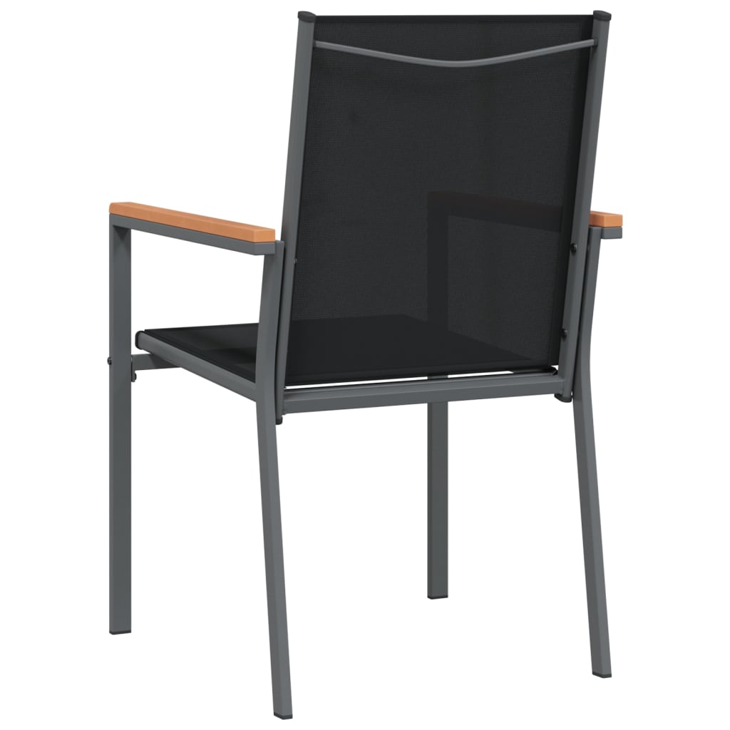 vidaXL Sodo kėdės, 6vnt., juodos, 55x61,5x90cm, tekstilenas ir plienas