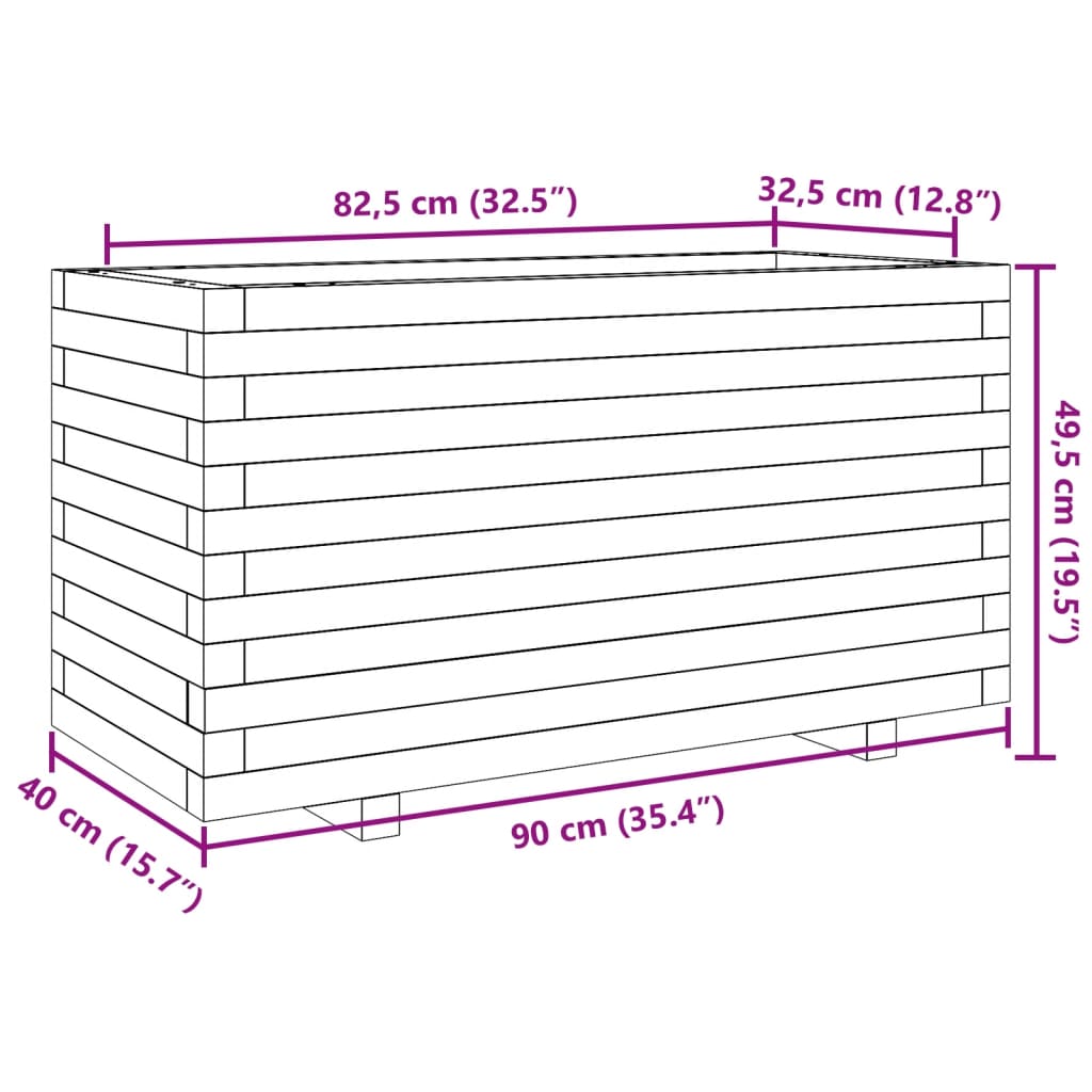 vidaXL Sodo lovelis, 90x40x49,5cm, impregnuota pušies mediena