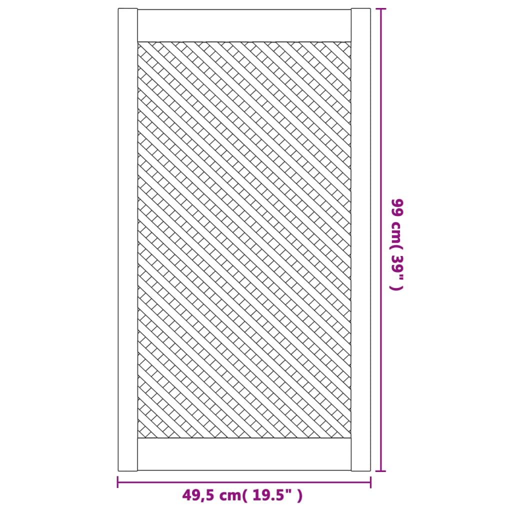 vidaXL Spintelės durelės, 2vnt., 49,5x99cm, pušis, grotelių dizaino