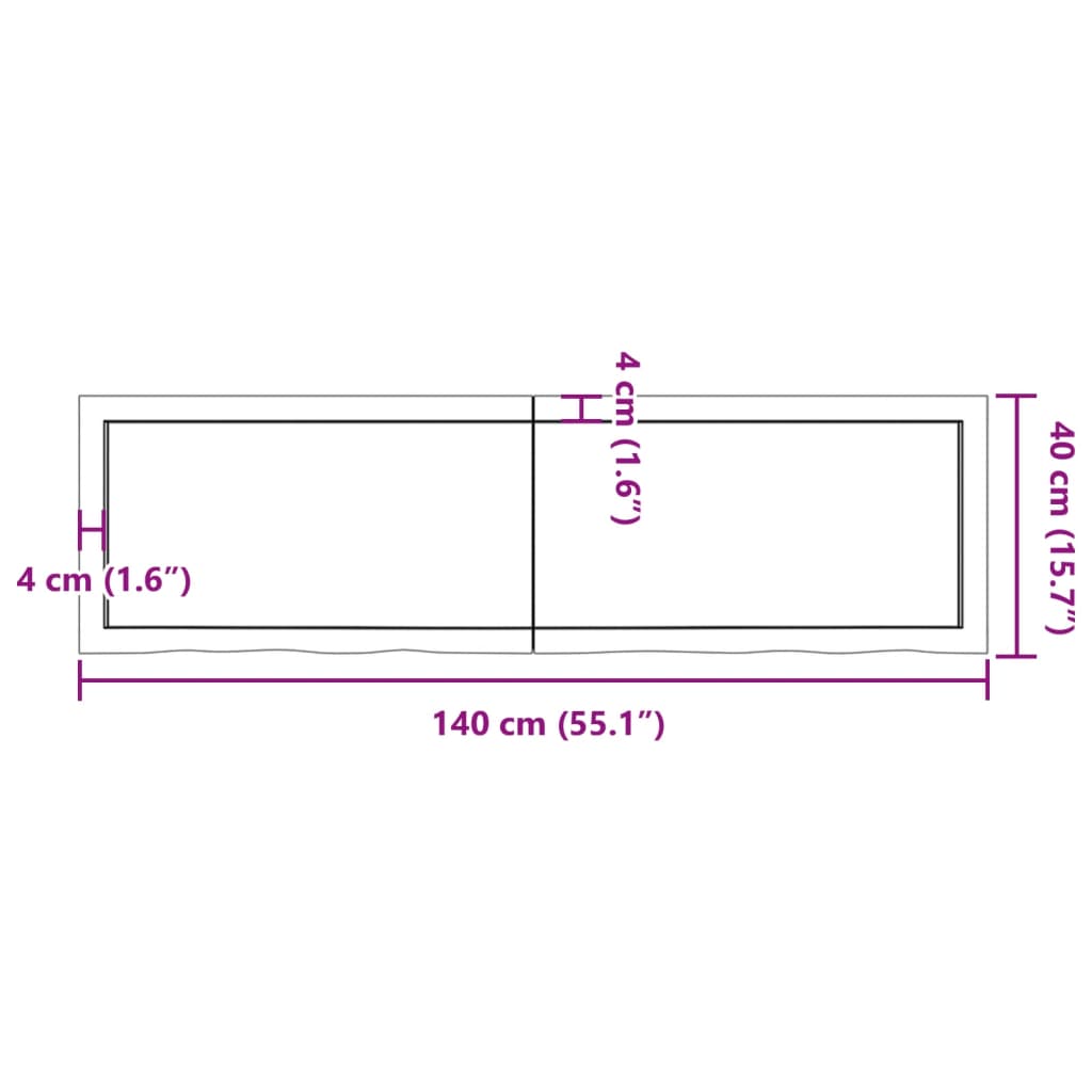 vidaXL Vonios kambario stalviršis, 140x40x(2-4) cm, medienos masyvas