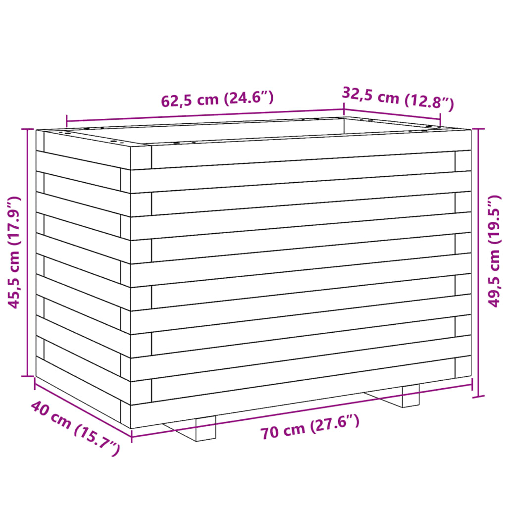 vidaXL Sodo lovelis, 70x40x49,5cm, pušies medienos masyvas