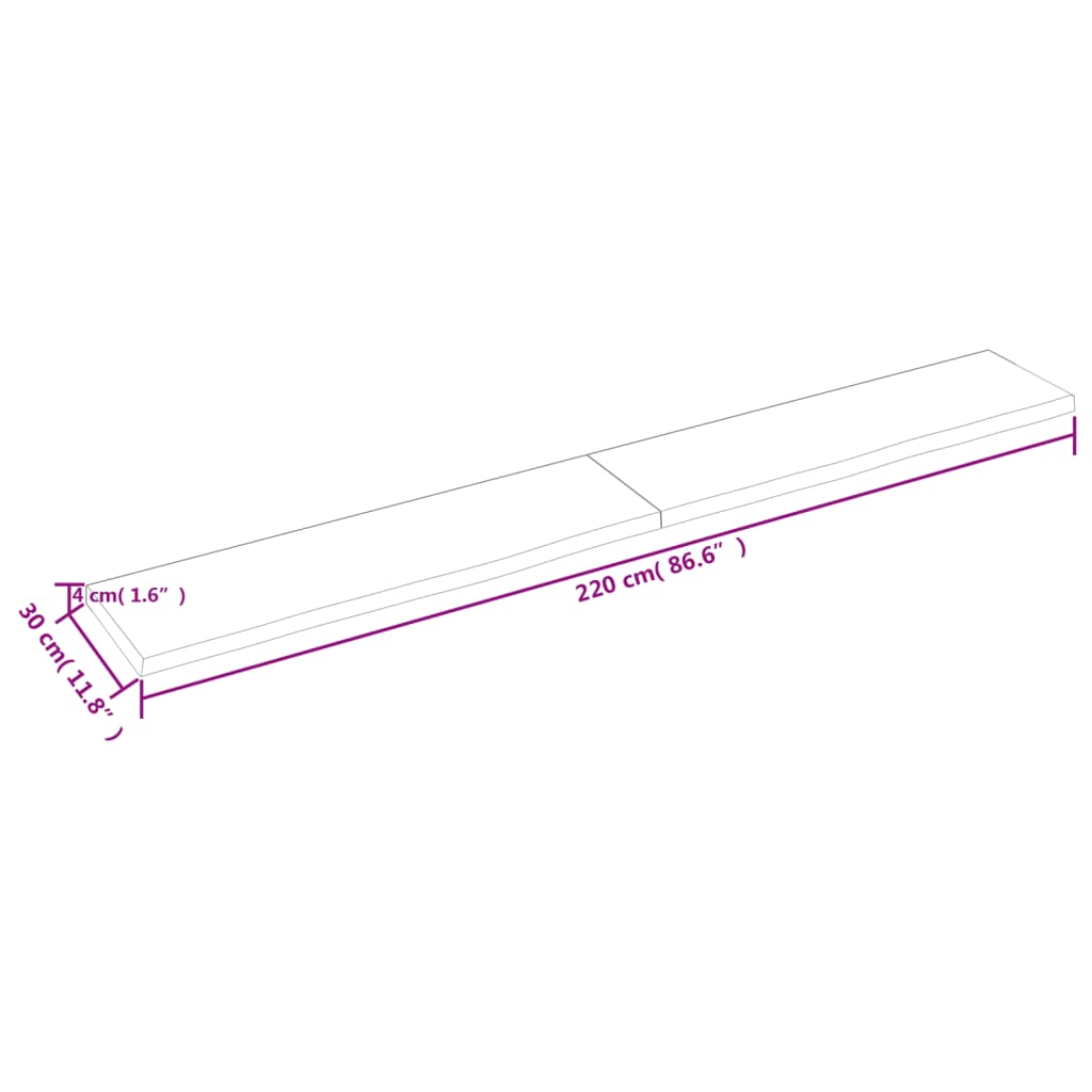 vidaXL Vonios stalviršis, tamsiai rudas, 220x30x(2–4) cm, mediena