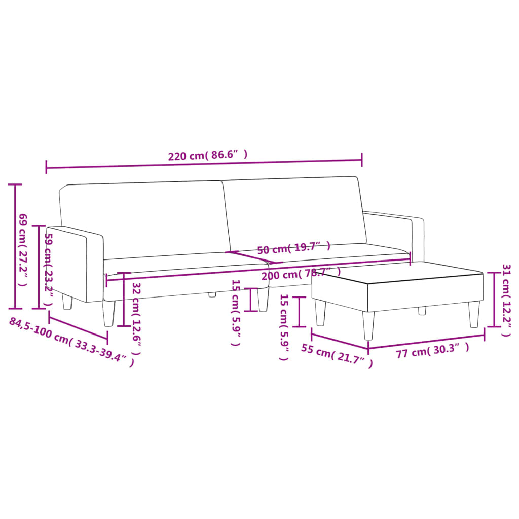 vidaXL Dvivietė sofa-lova su pakoja, tamsiai žalios spalvos, aksomas