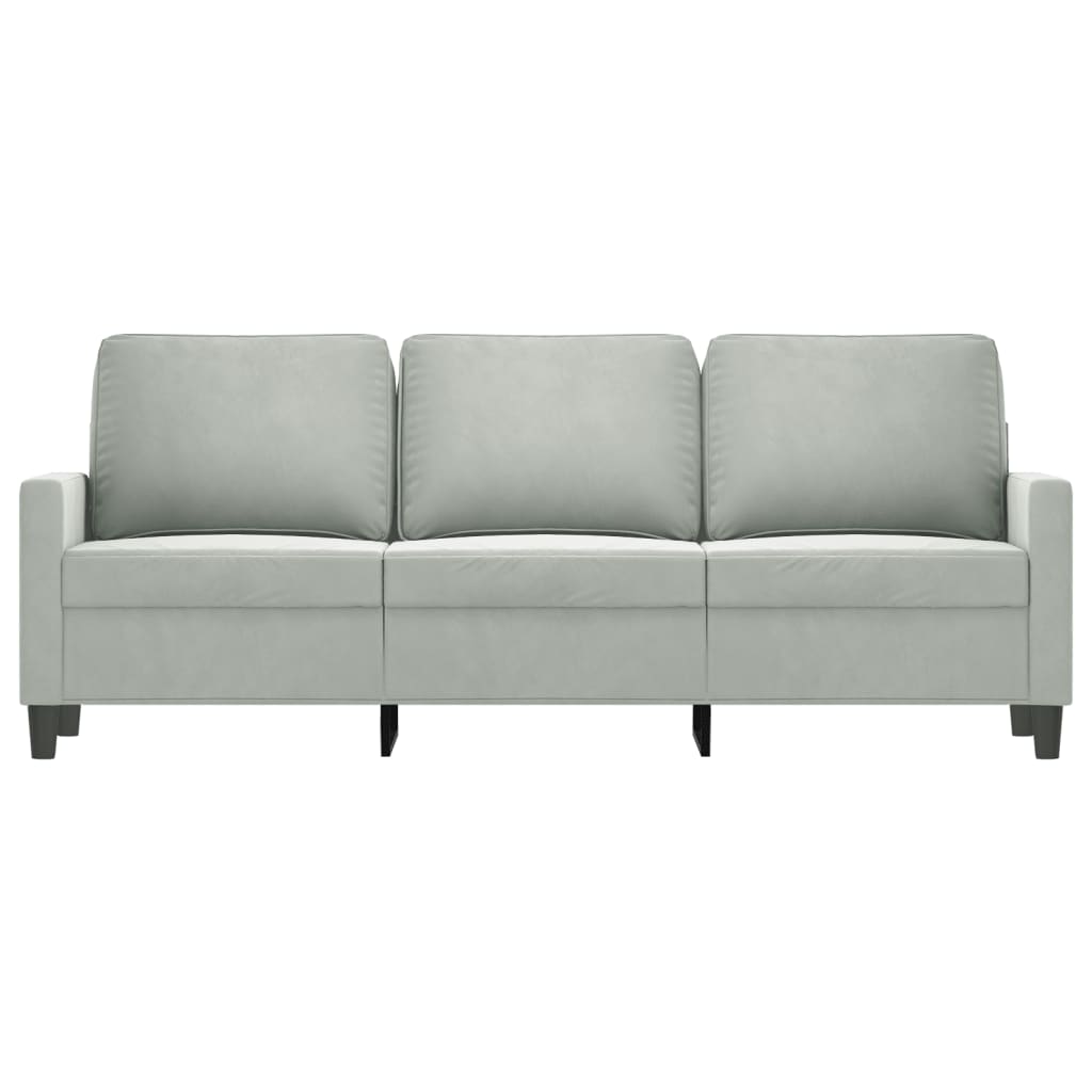 vidaXL Trivietė sofa, šviesiai pilkos spalvos, 180cm, aksomas