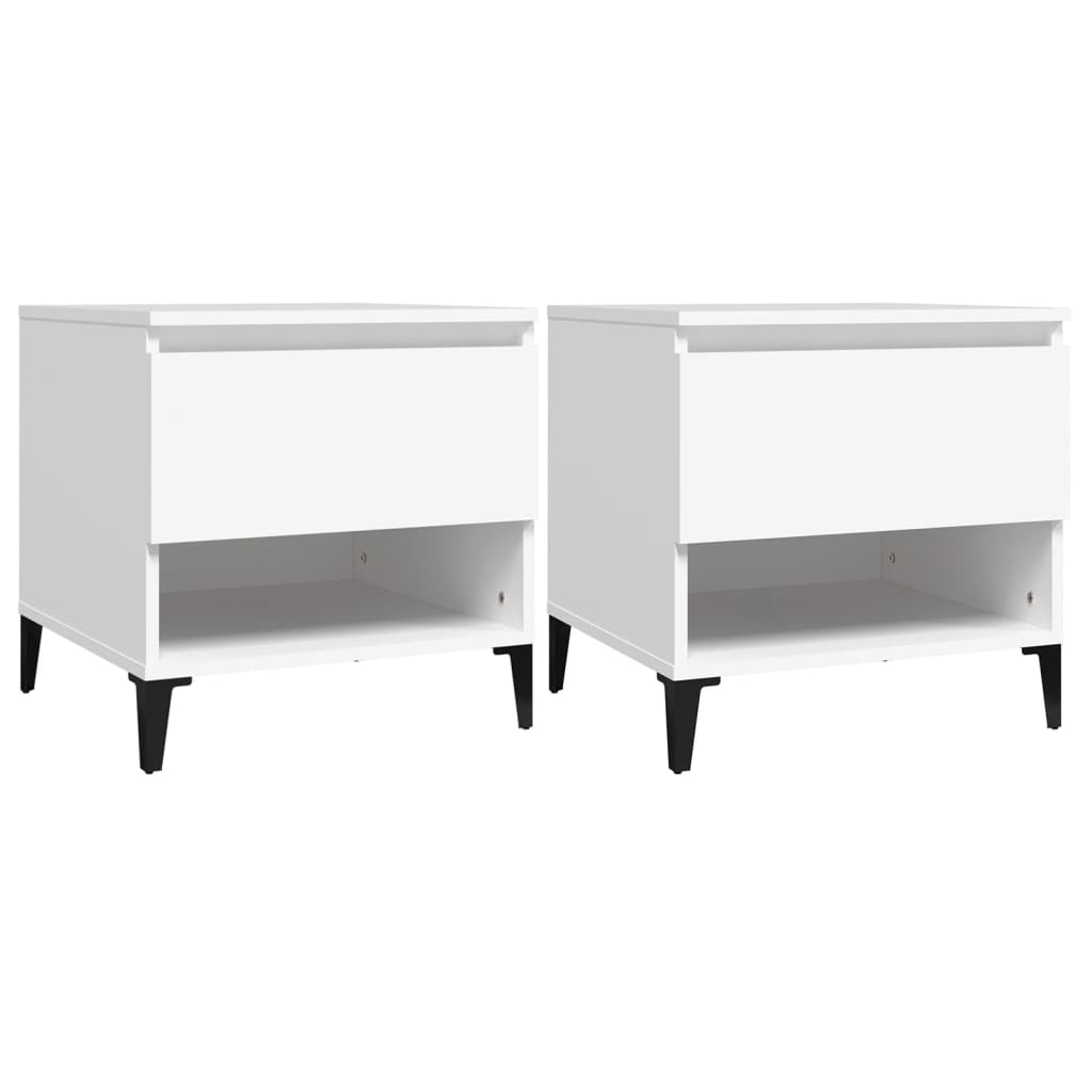 vidaXL Šoniniai staliukai, 2vnt., balti, 50x46x50cm, apdirbta mediena