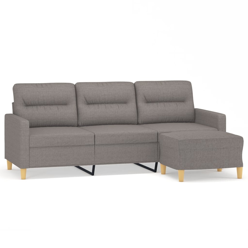 vidaXL Trivietė sofa su pakoja, taupe spalvos, 180cm, audinys