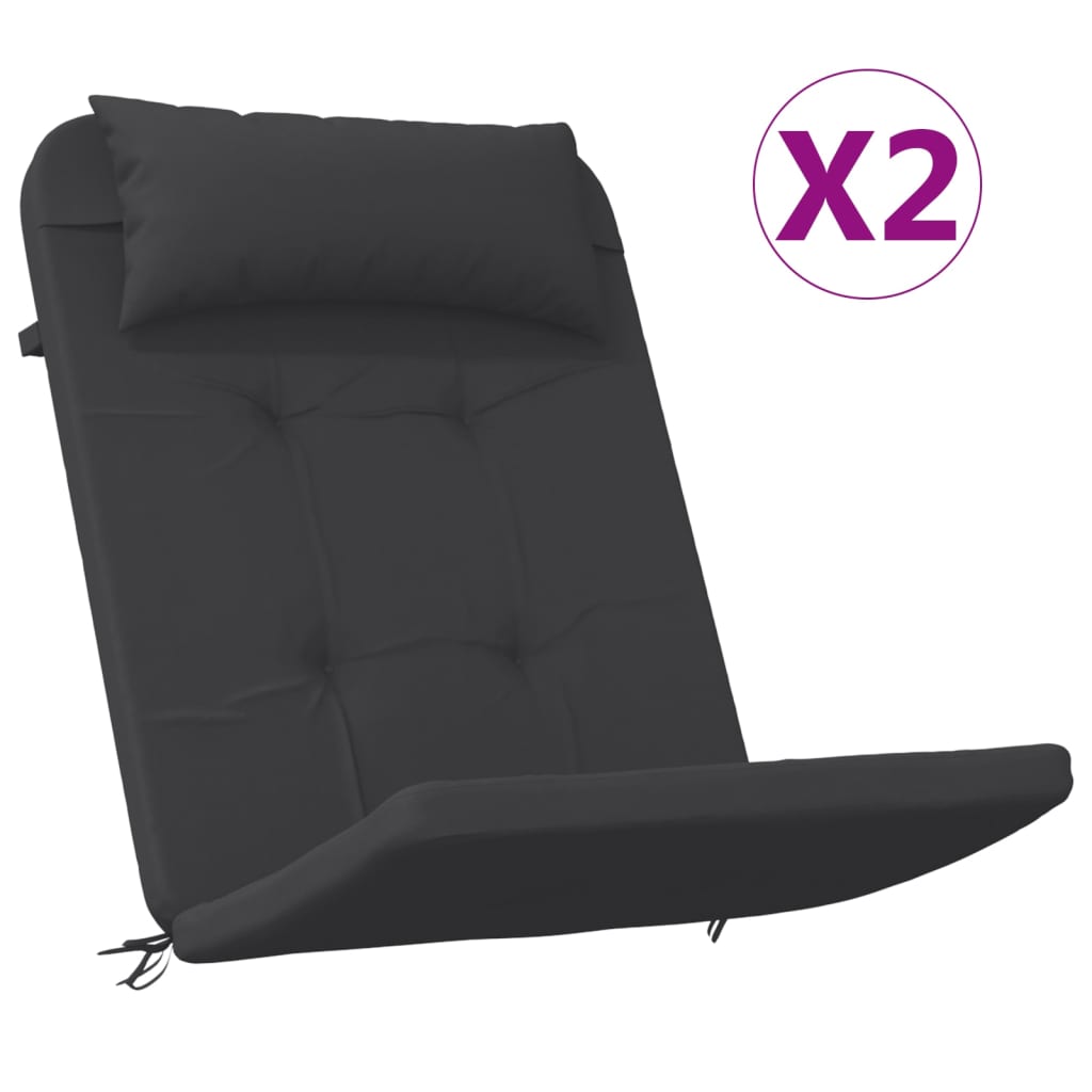 vidaXL Adirondack kėdės pagalvėlės, 2vnt., juodos, oksfordo audinys