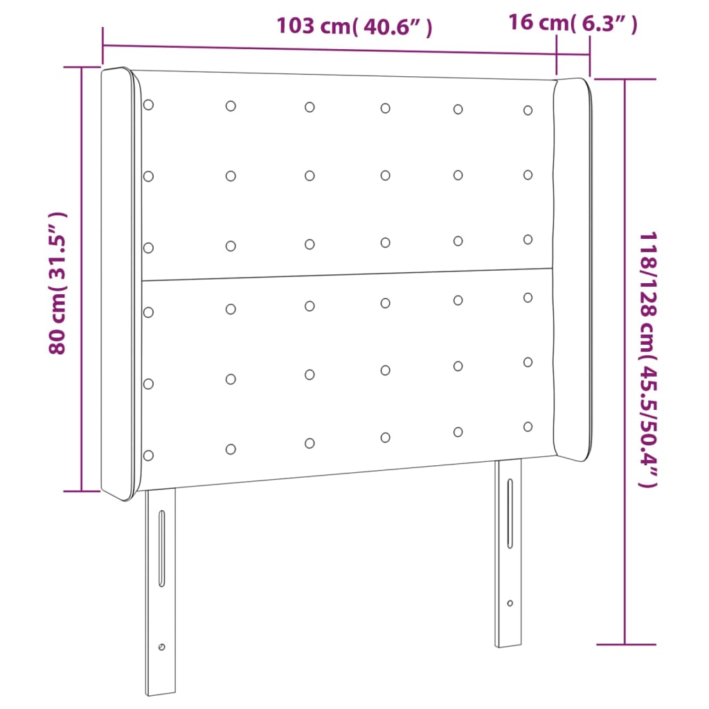 vidaXL Galvūgalis su LED, tamsiai žalias, 103x16x118/128cm, aksomas