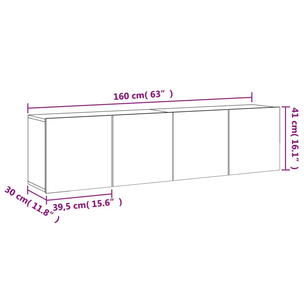 vidaXL Prie sienos montuojamos TV spintelės, 2vnt., betono, 80x30x41cm