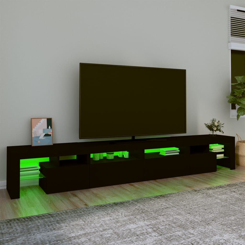 vidaXL Televizoriaus spintelė su LED apšvietimu, juoda, 260x36,5x40cm