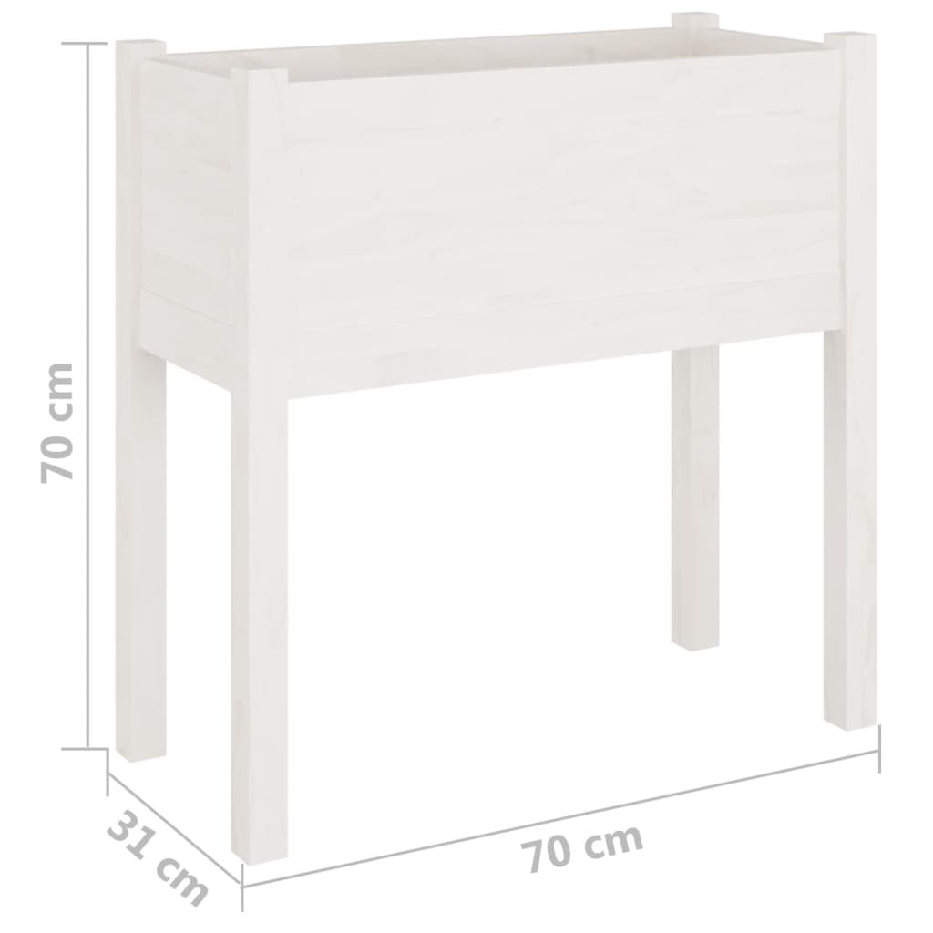 vidaXL Sodo lovelis, baltas, 70x31x70cm, pušies medienos masyvas