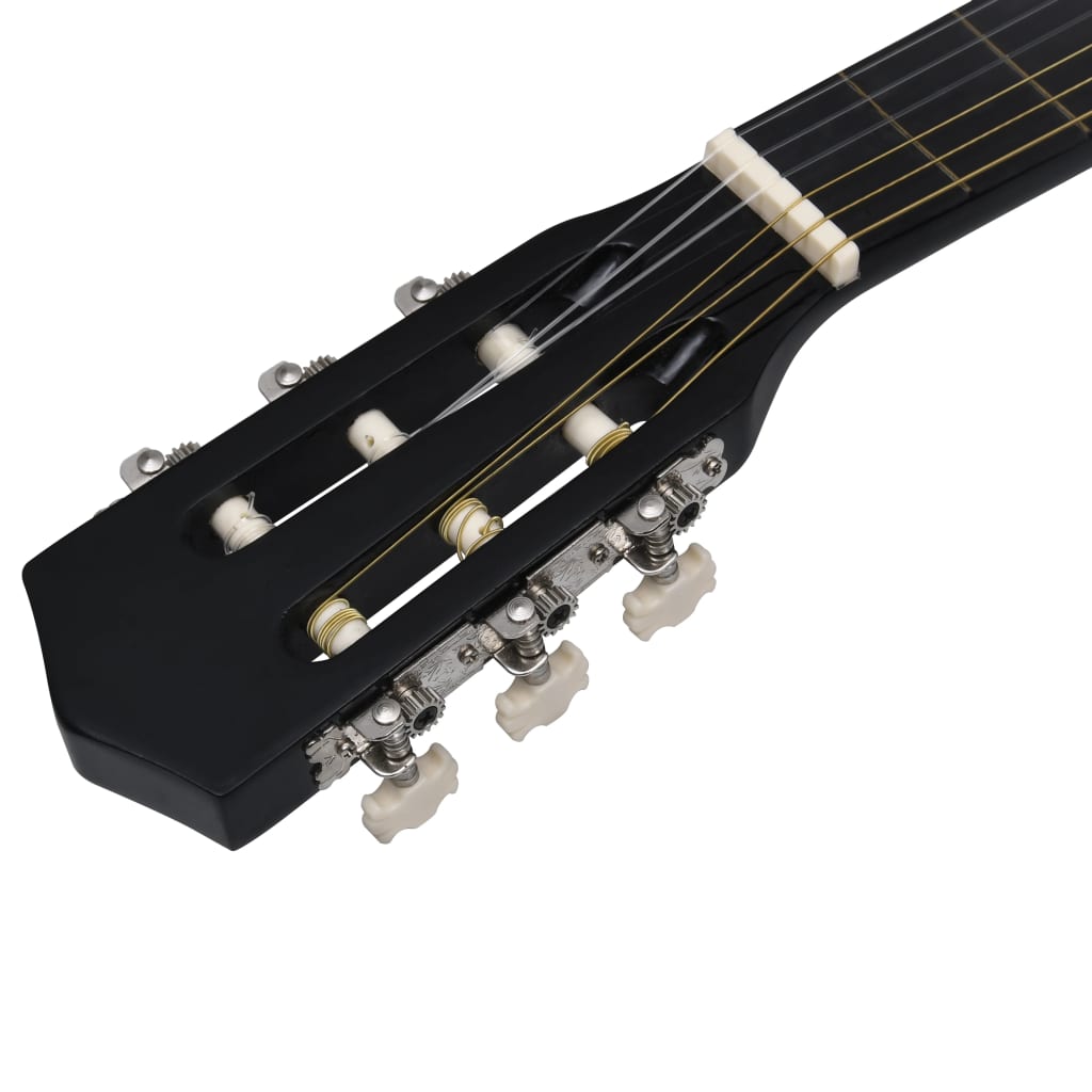 vidaXL Klasikinės gitaros rinkinys, 12 dalių, juodas, 38", 6 stygos