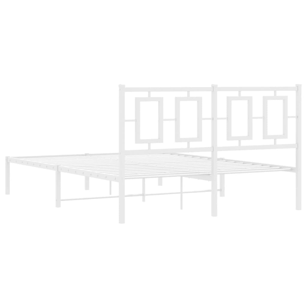 vidaXL Metalinis lovos rėmas su galvūgaliu, baltos spalvos, 140x200cm