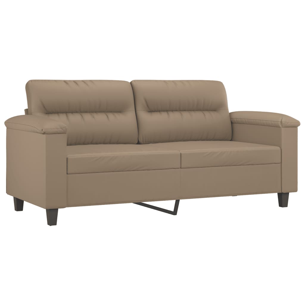 vidaXL Dvivietė sofa su pagalvėlėmis, kapučino, 140cm, dirbtinė oda