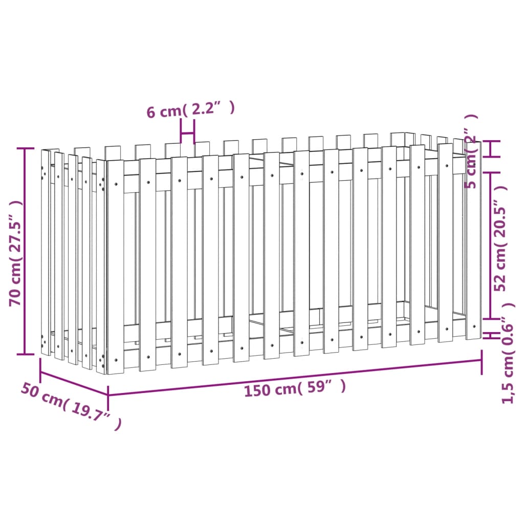 vidaXL Sodo lovelis, 150x50x70cm, impregnuota pušis, tvorelės dizaino