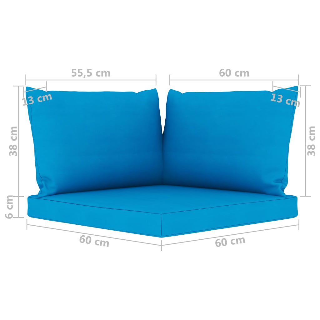 vidaXL Trivietė sodo sofa su šviesiai mėlynos spalvos pagalvėlėmis