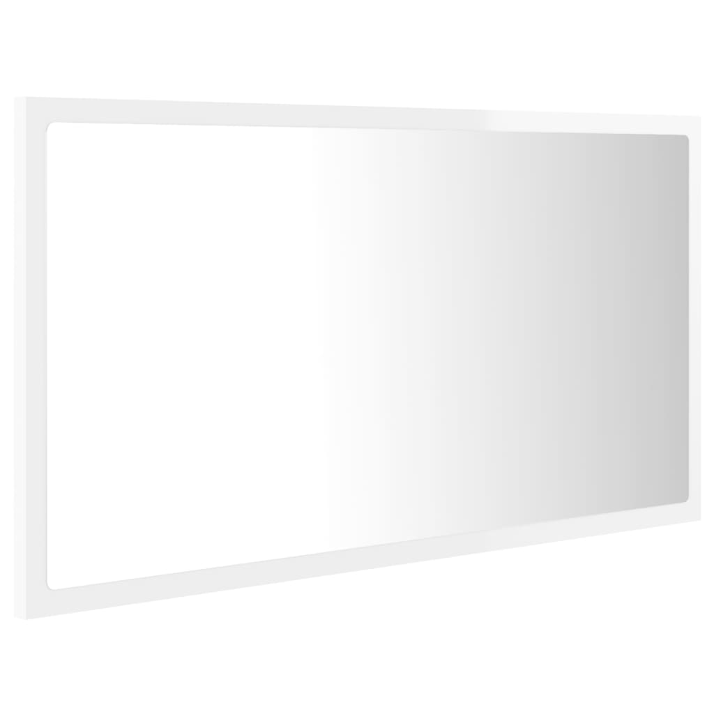 vidaXL Vonios LED veidrodis, baltas, 80x8,5x37cm, akrilas, blizgus