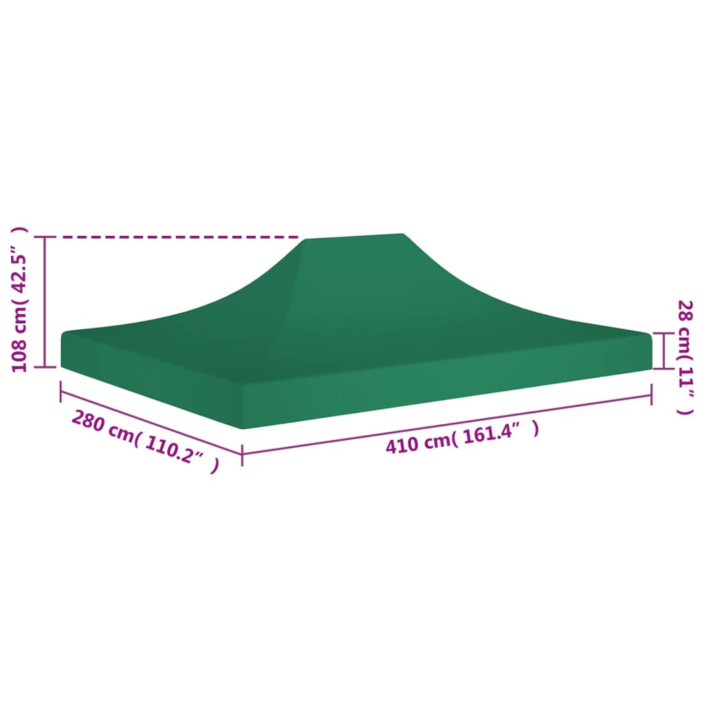 vidaXL Proginės palapinės stogas, žalios spalvos, 4x3m, 270 g/m²