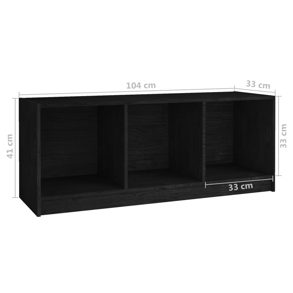 vidaXL Televizoriaus spintelė, juoda, 104x33x41cm, pušies masyvas