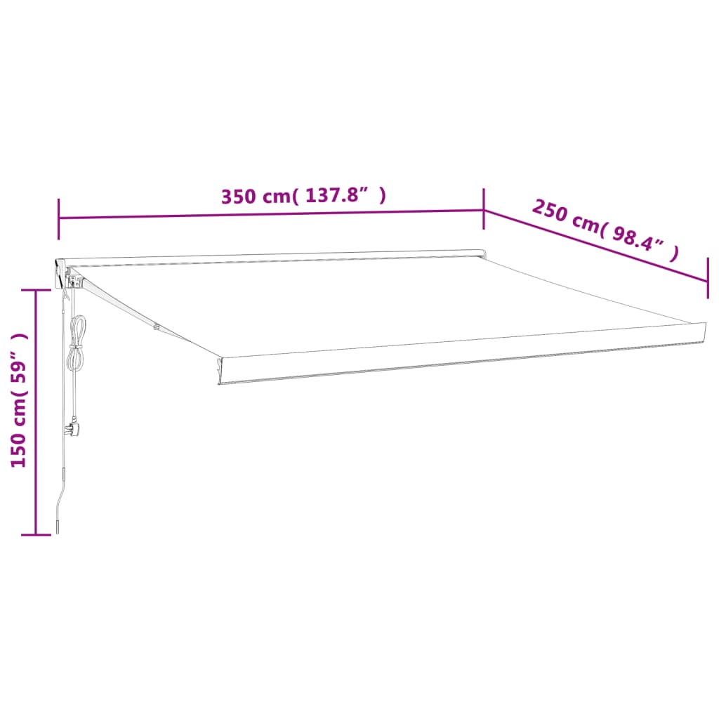 vidaXL Ištraukiama markizė, antracito, 3,5x2,5m, audinys/aliuminis