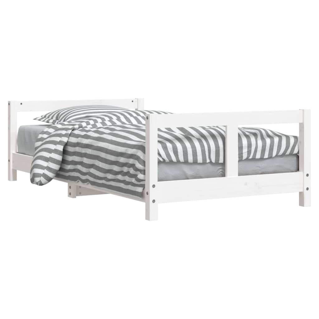 vidaXL Vaikiškos lovos rėmas, baltas, 80x160cm, pušies masyvas