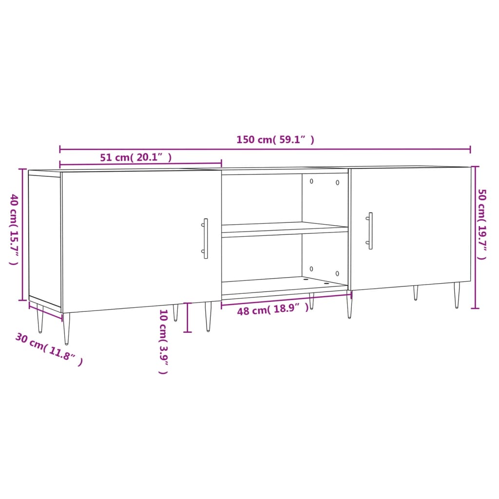 vidaXL Televizoriaus spintelė, betono pilka, 150x30x50cm, mediena